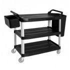 Medium Utility Trolley 3 Shelf Kitchen/Restaurant/Catering With 2 Bins Black