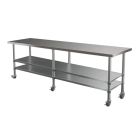2000X390mm #304 Food Grade Stainless Steel Work Bench ,2Xundershelf,1Set Wheels