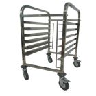 Baker Stainless Steel Single Gastronorm Trolley W/ 12 X 460X330mm Aluminium Pans