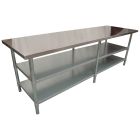 2134 X 610mm New Kitchen Food Work Bench Table + 2 Galvanised Steel Under Shelf