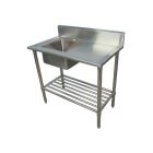 1000X600mm Single Bowl Left Kitchen Sink S/Steel 2Xundershelves W/ Wheels