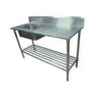 1700X600mm Single Bowl Left Kitchen Sink S/Steel 2Xundershelves