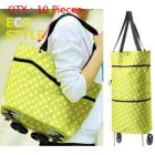 10X New 2 In 1 Reusable Portable Folding Shopping Travel Cart Tote Bag W/ Wheels