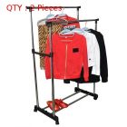 2X Stainless Steel Portable Adjustable Double Pole Clothes Rack Hanger Wheels