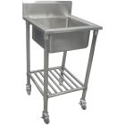 600X560X920mm New Commercial Single Bowl Mop Sink S/Steel Bench W/Wheels Castors