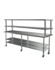 2000X390mm #304 Grade Stainless Steel Work Bench ,1Xundershelf,1Xdouble O/Shelf