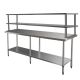 2000X390mm #430 Grade Stainless Steel Work Bench ,1Xdouble O/Shelf,1Xwallshelf