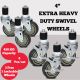 Wheels Castors For Our Stainless Steel Bench With Expanding Rubber Robust 6 Pack