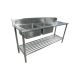 2400 X 600mm Double Bowl Kitchen Sink #304 Stainless Steel