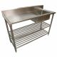 1500 X 600mm Commercial Single Bowl Right Kitchen Sink S/Steel 2Xundershelves