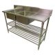 1900 X 600mm Commercial Double Bowl Left Kitchen Sink S/Steel 2Xundershelves