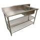 2400 X 600mm Commercial Single Bowl Right Kitchen Sink S/Steel 2Xundershelves