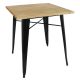 Bolero Black Square Steel Bistro Table with Wooden Top 700mm GM631