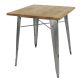 Bolero Galvanised Square Steel Bistro Table with Wooden Top 700mm GM632