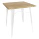 Bolero White Square Steel Bistro Table with Wooden Top 700mm GM633