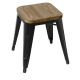 Bolero (Pack of 4) Black Steel Bistro Low Stools with Wooden Seatpad GM635