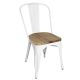 Bolero (Pack of 4) White Steel Dining Sidechairs with Wood Seatpad GM644