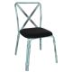 Bolero (Pack of 4) Antique Sky Blue Steel Chairs with Black PU Seat GM649