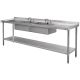 Vogue Double Bowl Sink Double Drainer - 2400mm 90mm Drain