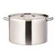 83L Stainless Steel Wide Stock Pot With Forged Triple Bottom. Induction Able