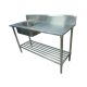 1500X600mm Single Bowl Left Kitchen Sink S/Steel W/ Wheels 2Xundershelves
