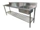 2400 X 600mm Single Bowl Right Kitchen Sink S/Steel 2Xundershelves W/ Wheels