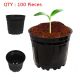 100 Round Plastic Thermoformed Nursery Plants Container Black Pot 140X130mm