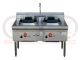 Lkk:2 Burner Waterless Gas Wok Table Low Splash Back - LKK-2BCNSP