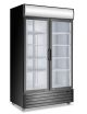 Black Upright Double Glass Door Display Showcase 1000L Fridge P1000WB-A