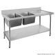 Fed Economic 304 Grade Stainless Steel Double Sink Benches 600mm Deep 1800-6-DSBL