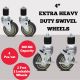 Wheels Castors For Our Stainless Steel Bench With Expanding Rubber Robust 4 Pack
