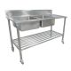 Portable Commercial Kitchen Sink Bench Stainless Steel W/ Wheels Castors #304