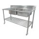 Portable Commercial Kitchen Sink Bench Stainless Steel W/ Wheels Castors #304