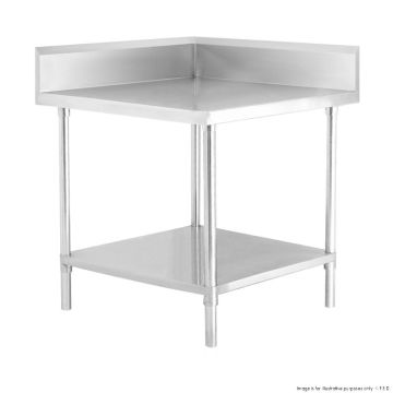 Commercial 600x600 Stainless Steel Table Food Grade Work Splashback Corner Bench 0600-6-WCB HY