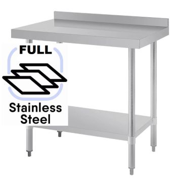 900x800 Commercial FULL Stainless Steel Table Food Grade Work Splashback Bench 0900-8-WBBS HY
