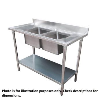 Economic 304 Grade Stainless Steel Double Sink Benches 600mm Deep 1000-6-DSBC HY