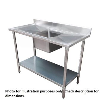 Economic 304 Grade Stainless Steel Single Sink Benches 600 Deep 1200-6-SSBC HY