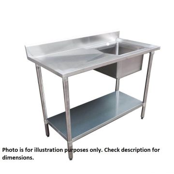 Economic 304 Grade Stainless Steel Single Sink Benches 600 Deep 1500-6-SSBR HY