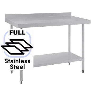  Commercial 1200x600 FULL Stainless Steel Table Food Grade Work Splashback Bench 1200-6-WBBS HY