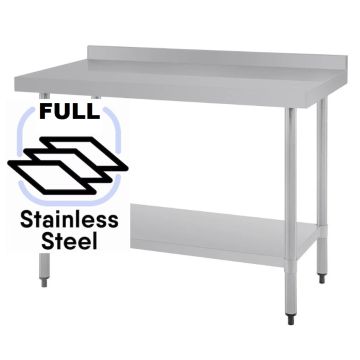 Commercial 1200x800 FULL Stainless Steel Table Food Grade Work Splashback Bench 1200-8-WBBS HY
