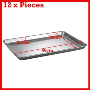 New 12Pcs Aluminium Oven Baking Pan Tray Bakers For Gastronorm Trolley 46X33X3cm
