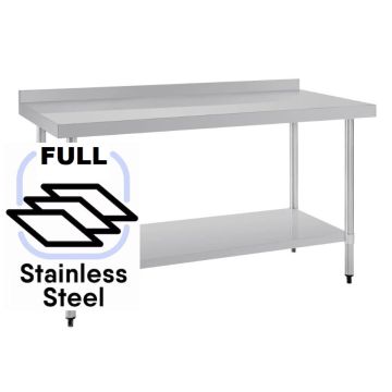 1500x700 Commercial FULL Stainless Steel Table Food Grade Work Splashback Bench 1500-7-WBBS HY