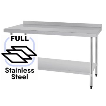 Commercial 1500x800 FULL Stainless Steel Table Food Grade Work Splashback Bench 1500-8-WBBS HY