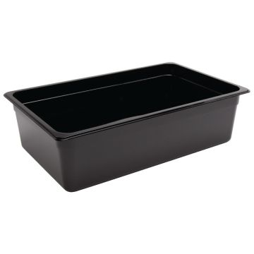 Vogue Black Polycarbonate 1/2 Gastronorm Container 65mm U458