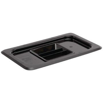 Vogue Polycarbonate 1/4 Gastronorm Black Container Lid U477