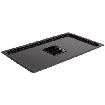 Vogue Polycarbonate 1/1 Gastronorm Black Container Lid U474