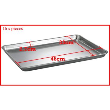 New 16Pcs Aluminium Oven Baking Pan Tray Bakers For Gastronorm Trolley 46X33X3cm