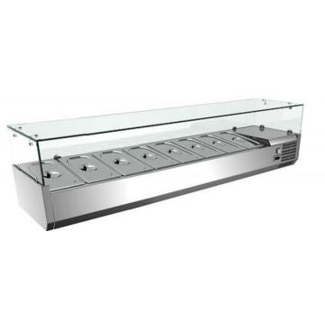 2M Pizza Preparation Fridge Salad Bar Saladette Bain Marie Prep Bench W/ Glass