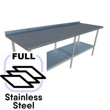 2100x400 Narrow FULL Stainless Steel Food Grade Work Bench Splashback 2100-4-WBBS HY