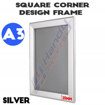 A3 Silver Square Corner Snap Frame 25mm
